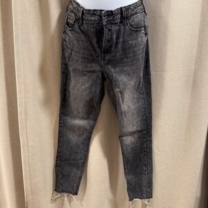 Old Navy Rockstar Super‎ Skinny Distressed Hem High Rise Button Fly Jeans 8